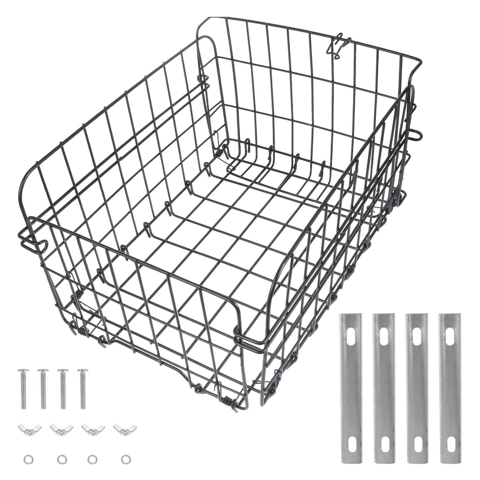 

Bicycle Rear Basket Black Storage Gadget Holder Multipurpose Steel Material Bike Wire Child Container
