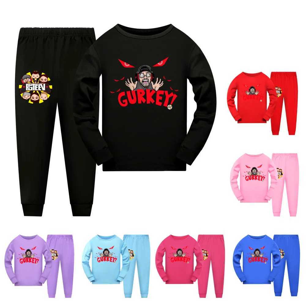 

Girls Boy Spring Autumn Clothing Sets Fgteev Kids Long Sleeves Tops+Pants 2piece Suits Children's Comfortable Outfits Pyjamas