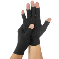 1 pair compression arthritis gloves women men joint pain relief half finger brace therapy wrist support anti slip therapy gloves