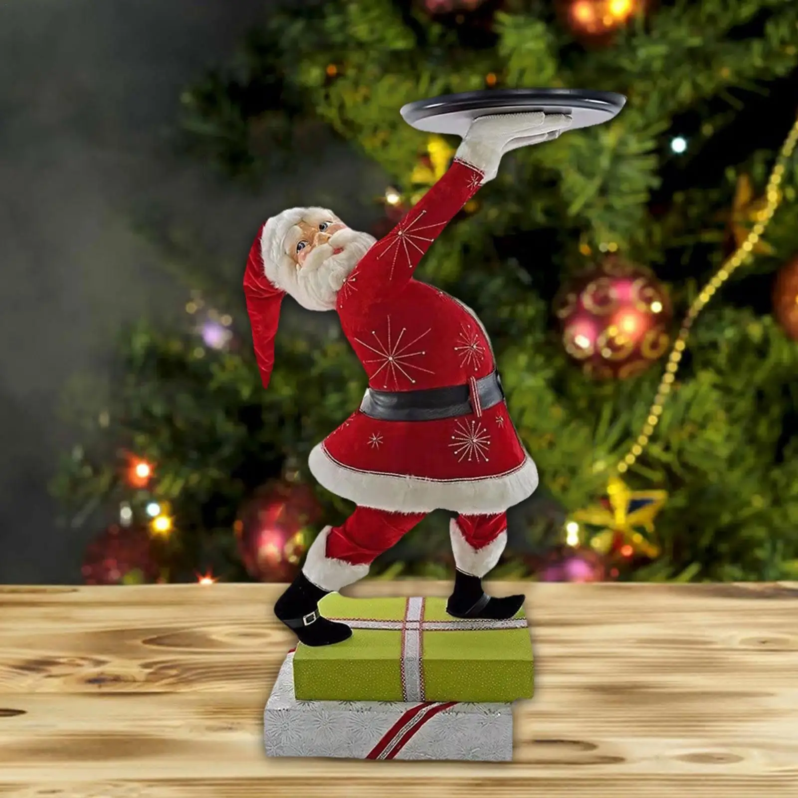 

Resin Santa Claus Statues Holding Snack Tray Christmas Figurine Christmas Decorations For Home 2022 Xmas Gifts Noel Natal N U7m4