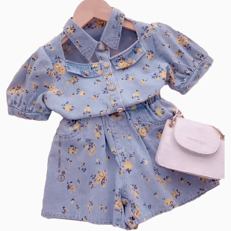 

LZH Children Clothing 2022 Summer Toddler Girls Clothes Casual Print T-shirt+Shorts 2pcs Outfits Suit Kids Girl Clothing Sets