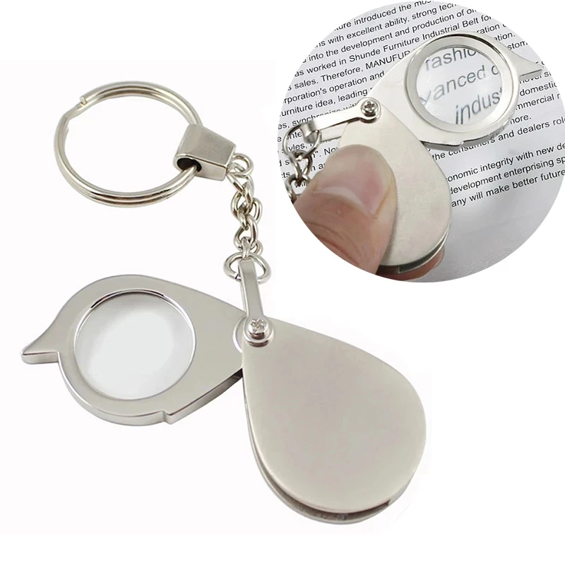 

Ручное увеличительное стекло, складной мини брелок для ключей, 10 шт., портативный ручной брелок для ключей, металлическая подвижная ручка