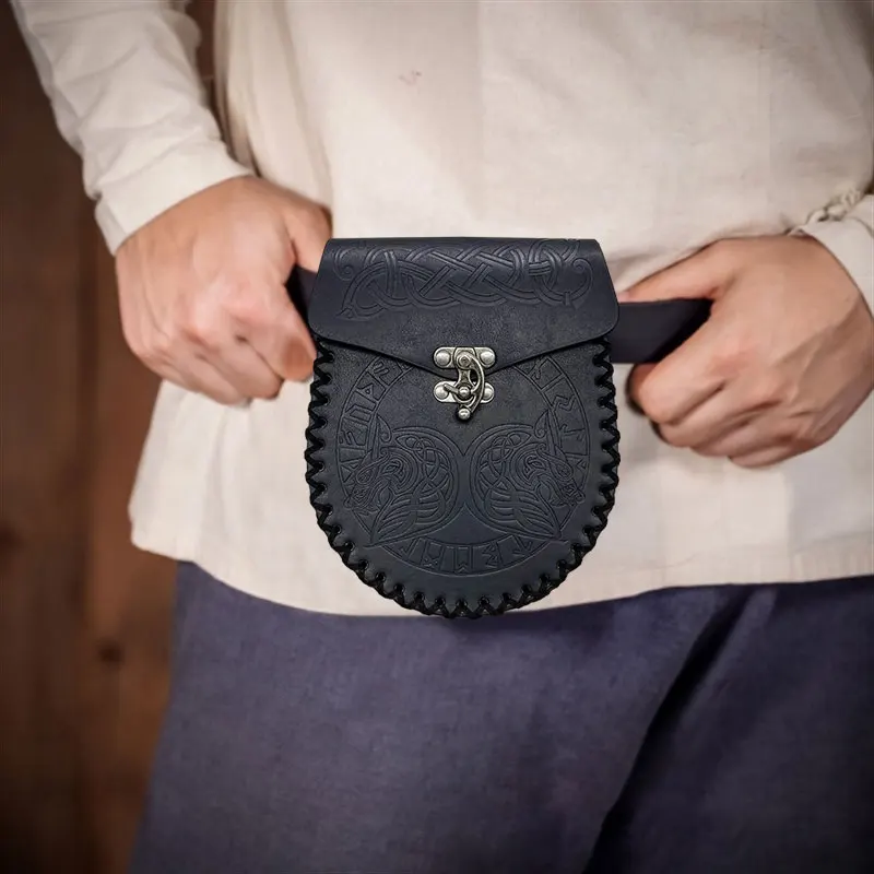 Рельефная поясная сумка в скандинавском стиле ретро средневековая из