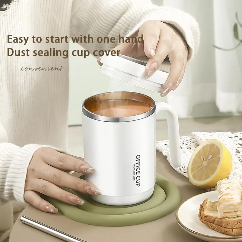 

500ml Vacuum Insulated Coffee Mug Large Capacity Anti-scalding Double Wall 304 Stainless Steel Straw Cup With Lid Dust-proof