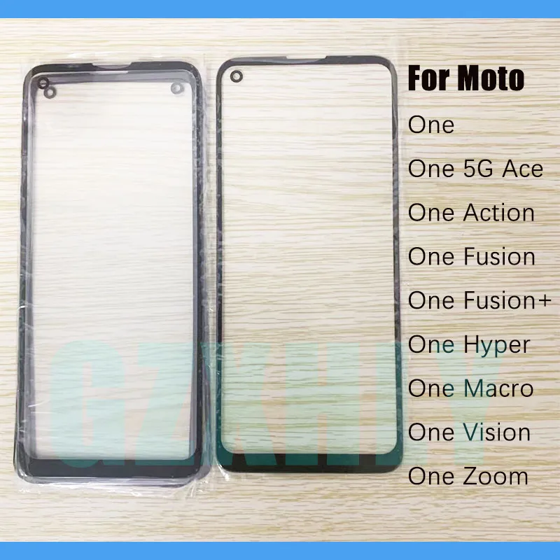 10Pcs/Lot Front Glass For Motorola Moto One Action 5G Ace Hyper Macro Zoom Vision Fusion Plus Touch Screen LCD Outer Lens Panel