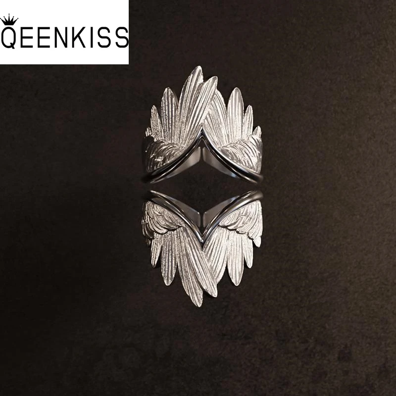 QEENKISS винтажные кольца с крыльями из стерлингового серебра 925 пробы для женщин