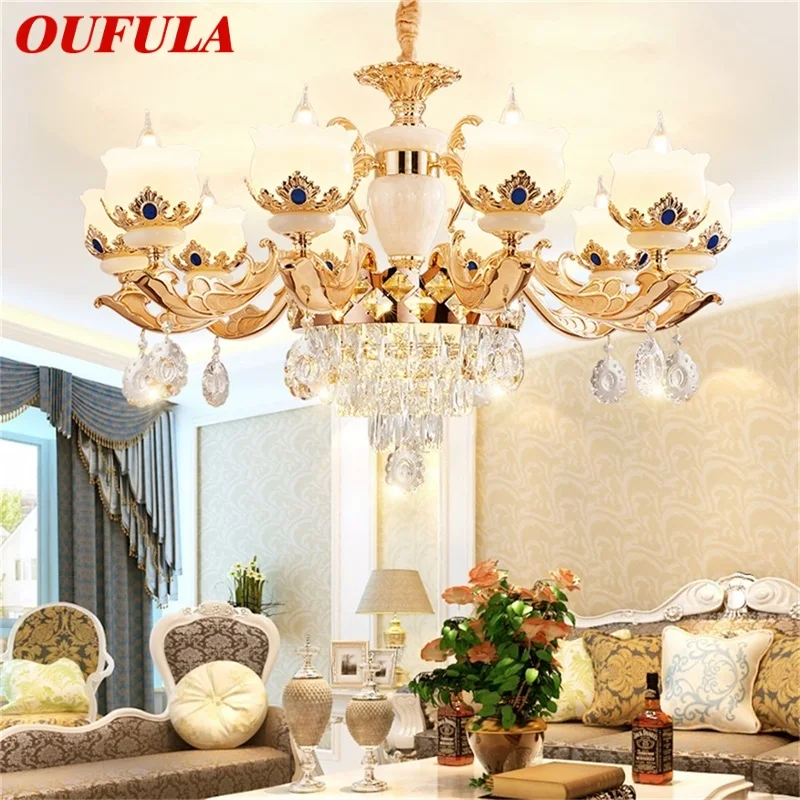 

OUFULA Modern Chandelier Luxury Gold Crystal LED Candle Pendant Lamp for Home Living Room Bedroom Fixtures Decoration