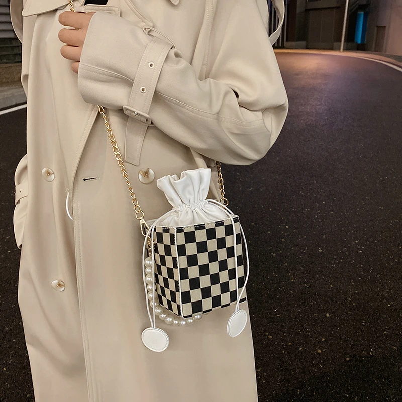 Женская сумка на плечо с цепочкой маленькая хлопчатобумажная Холщовая Сумка