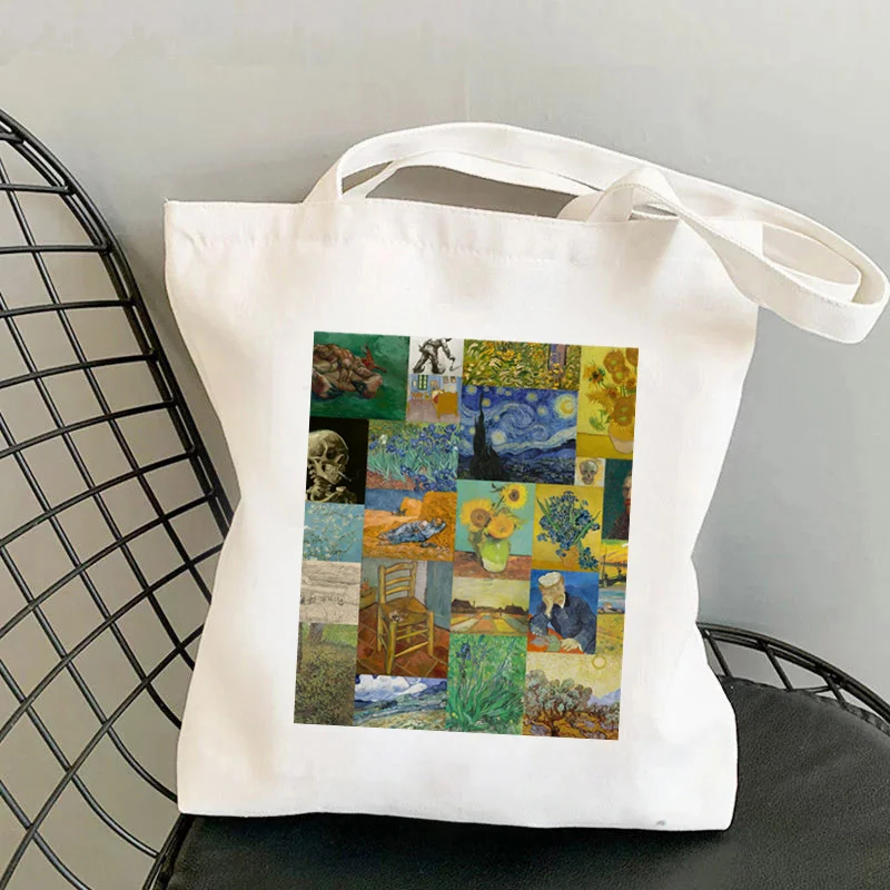 

Shopper Van Gogh img Print Canvas Bag Women's Shoulder Bag Fashion Large Capacity Shopping Shopper Ladies Hand Bags Tote Bags