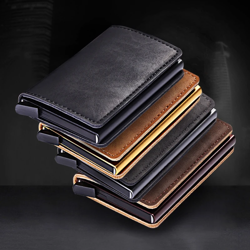 New Arrival Men's Automatic RFID Multi-function Wallet Purse Moneybag Gifts Business Daily Bags Black Brown Grey Red Card Holder