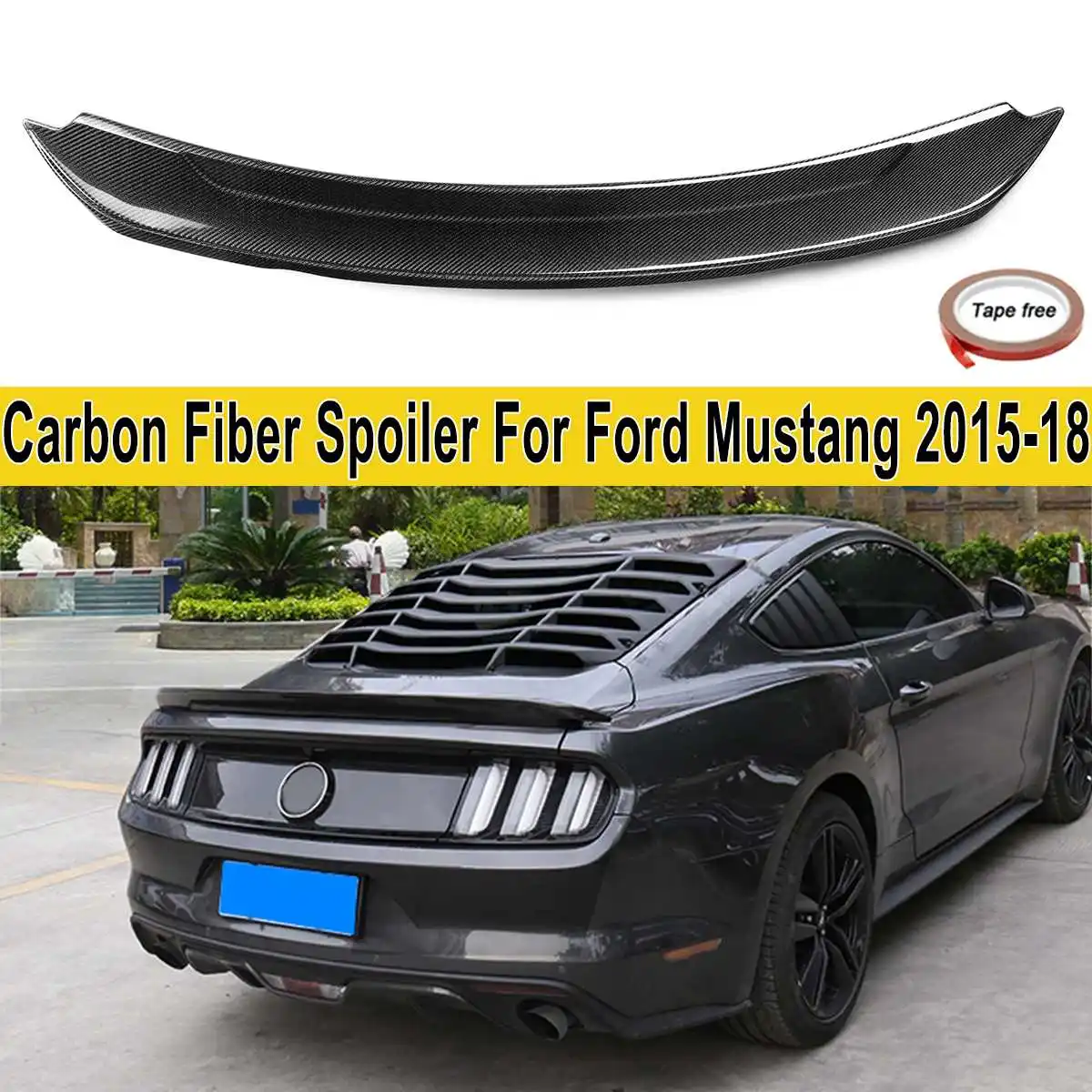 

Real Carbon Fiber Rear trunk Roof Wing Spoiler Fit For Mustang For Ford 2015-2018 rear trunk wing spoiler & Wings