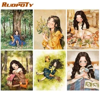 ruopoty diy pictures by number girl kits painting by numbers portrait drawing on canvas hand painted paintings gift home decor