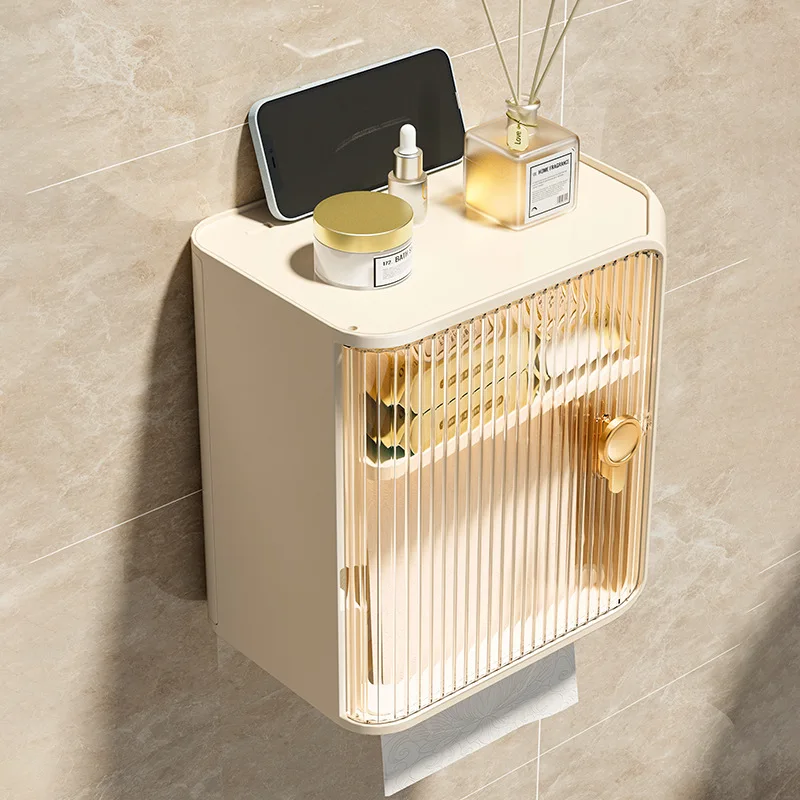 

Wall Mount Toilet Paper Holder Shelf Waterproof Toilet Tissue Box Roll Paper Storage Box Bath Storage Tray Bathroom Accessories