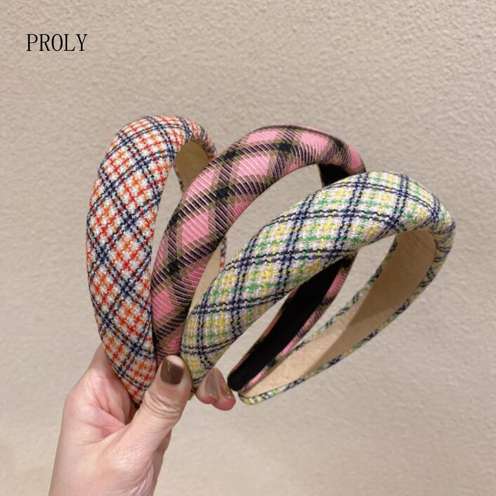 

PROLY New Fashion Women Classic Twill Plaid Hairband Vintage Turban Headwear Spring Headband Girls Hair Accessories