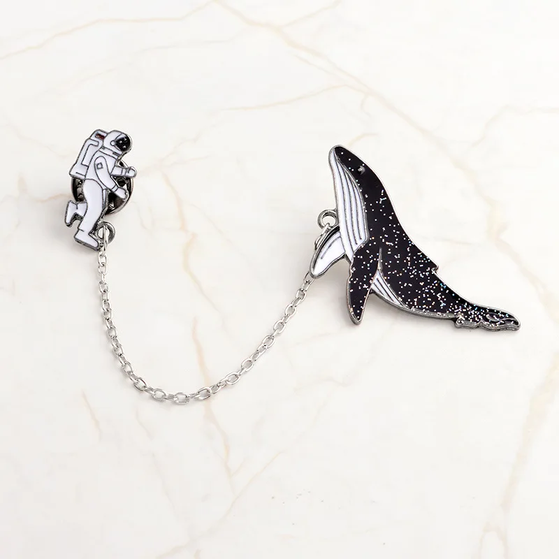 

Popular Cartoon Collar Micro-chapter Astronaut Space Whale Oil Drop Pins Backpack Clothing Accessories Enamel Lapel Pins Brooch