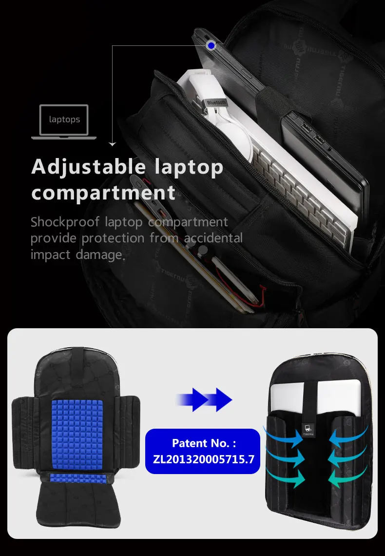 Фото Tigernu Рюкзак Laptop15-17 дюймов Рюкзак для компьютера для женщин рюкзак, ноутбук рюкзак сумка Famale Водонепроницаемый Нейлоновый Рюкзак Школьная Сумка мужские рюкзаки №4