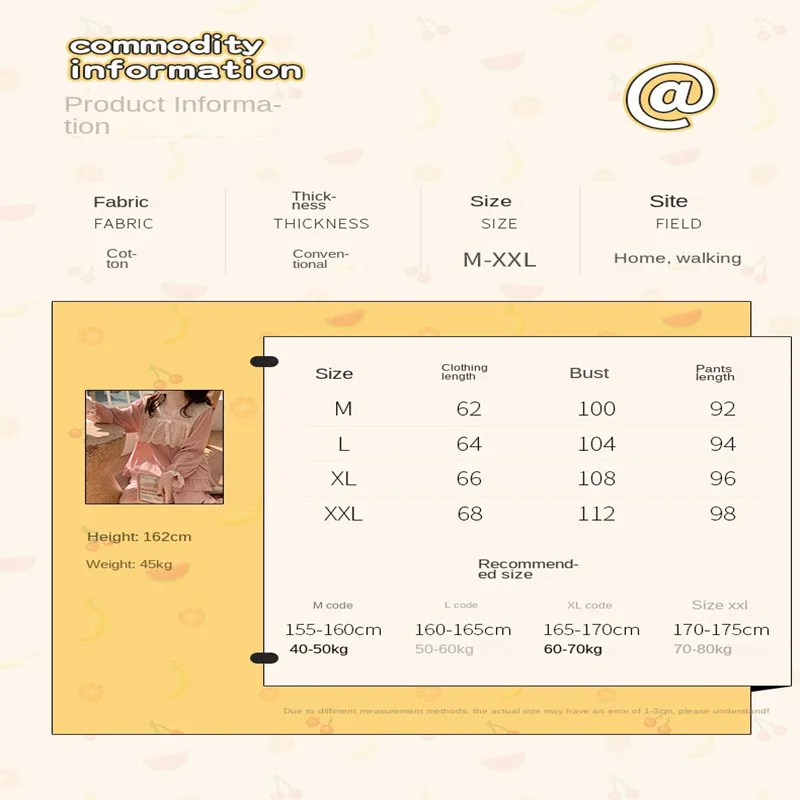 Spring and Autumn New Cotton Imitation Stripped Lace Pajamas Women's long sleeves can wear sweet two-piece suit home clothes