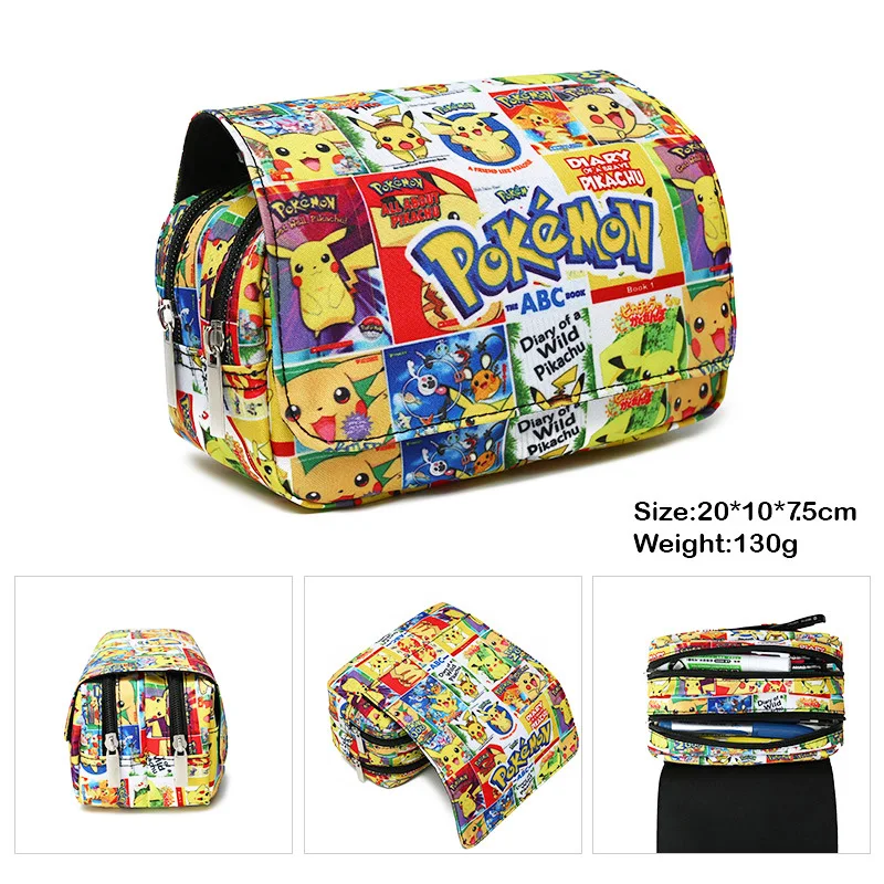 2022 Pokemon Pikachu Pencill Case School Cartoon Black Pen Bag School Supplies Stationery Schoolbag Birthday Party Gifts for