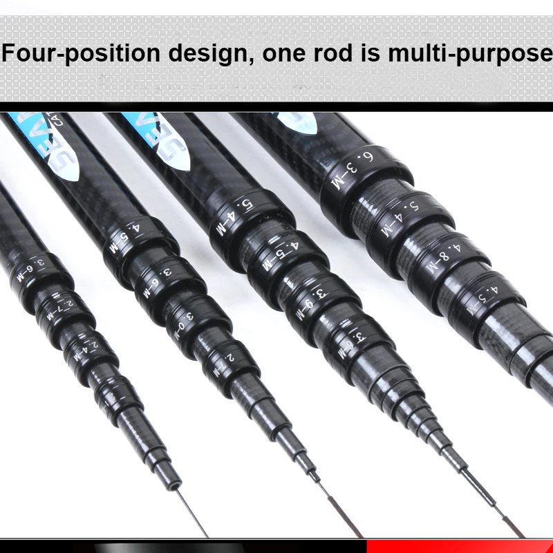 New Super-hard Ultra-light Carbon Fishing Rod Short Section Four Lengths of Each Rod Are Available Adjustable Stream Fishing Rod enlarge
