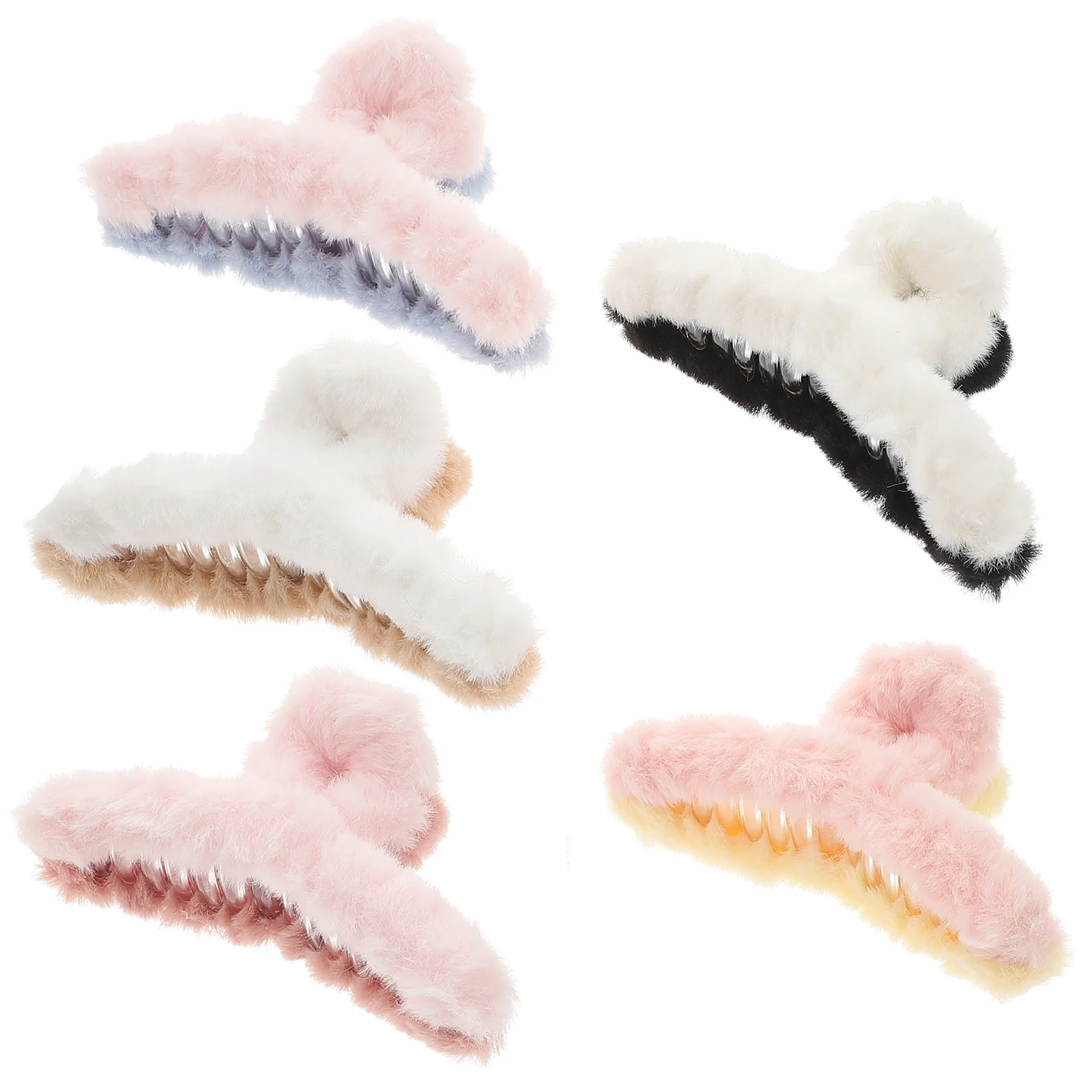 

5 Pcs Hairpin Jaw Clips Claw Large Women Headdress Plush Furry Simple Miss Girl