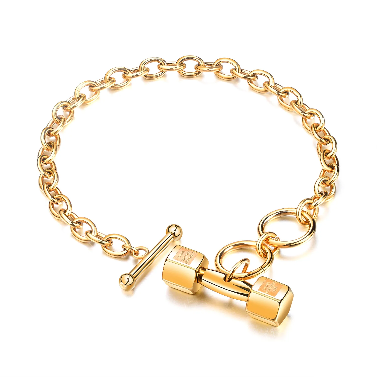 

Steel Dumbbell Bracelet Men's Fitness Trinket Fitness Sports Bracelet for Men