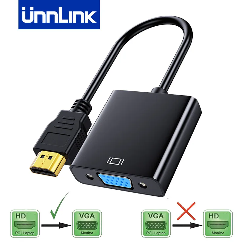 

UNNLINK 1080P HDMI To VGA Converter Adapter Cable HDMI Digital Male To VGA Female Cable Adapt For PS4 PC Laptop TV Projector HD