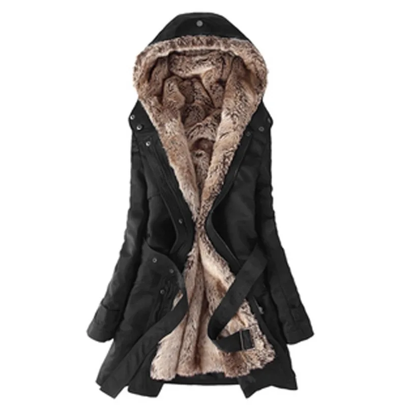 2022 Winter Wear New Korean Version of Women's Clothing In The Long Hairy Bile Coat Slim Body Warm and Thick Cotton Coat