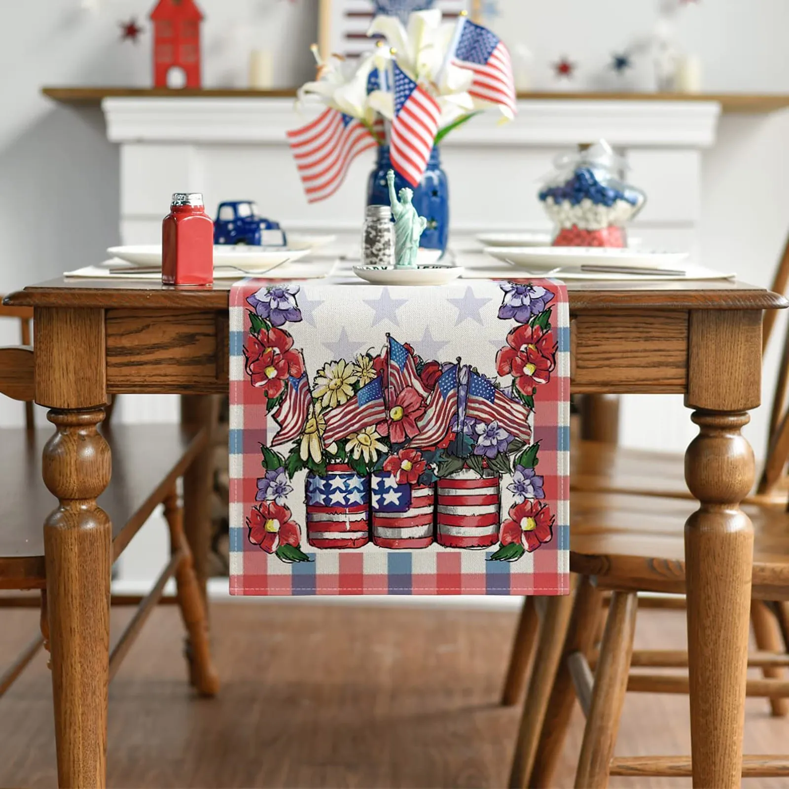 

Baby Shower Table Clothes for Girl Decorative Table Flags For Independence Day Family Gatherings Vintage Kitchen Table