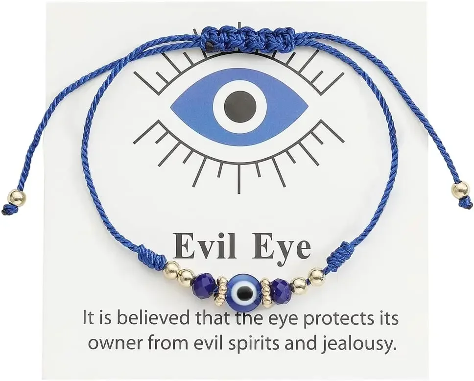 Винтажные синие браслеты с бисером Глаз дьявола регулируемый красочный браслет