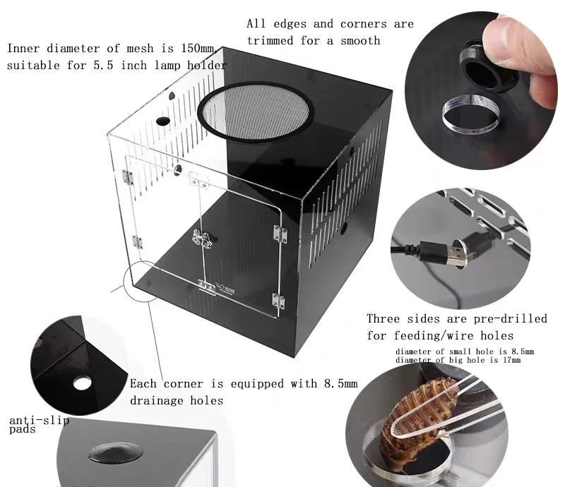 Дышащая рептилия акриловый дисплей внешний корпус акриловая клетка Террариум