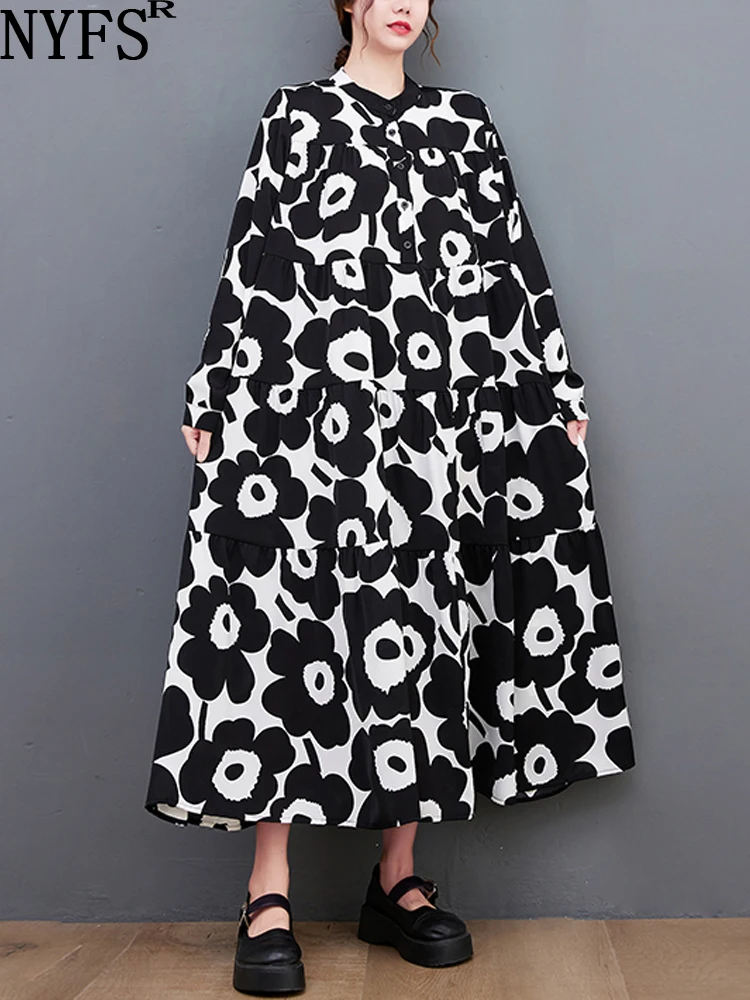 

Женское платье-рубашка с длинным рукавом, свободного покроя