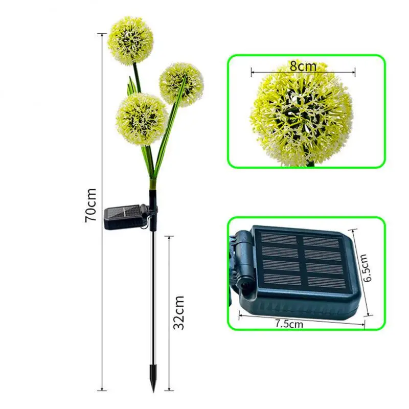 

Solar Lights Abs 3 Heads 2 Bright Light Modes Ip65 Waterproof Outdoor Lighting Yard Wedding Decor Fireworks Lamp Led