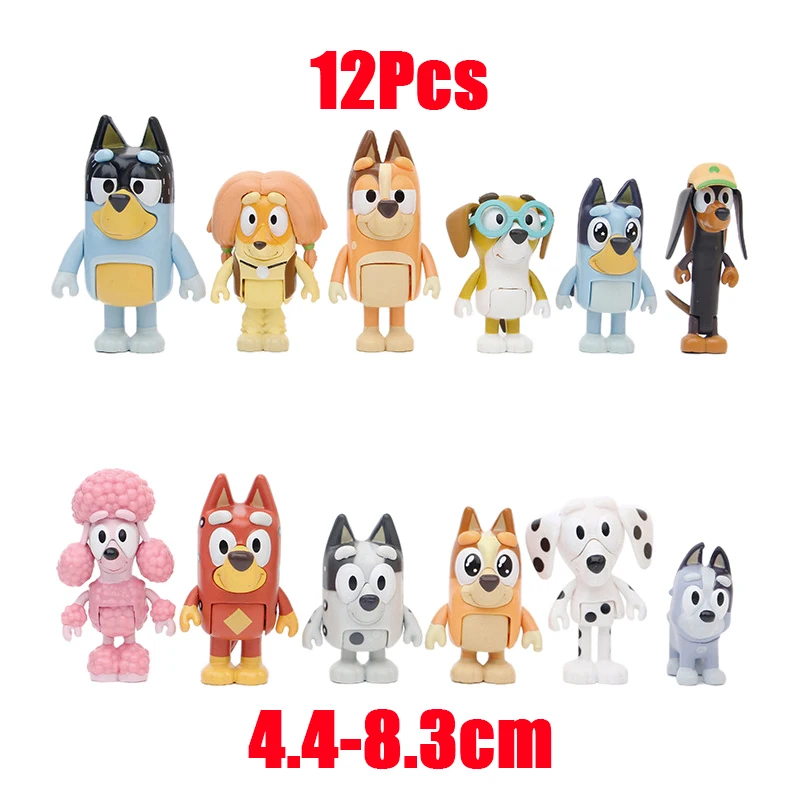 Фигурки Bluey и Бинго для семьи модель персонажа милый щенок подвижные шарниры