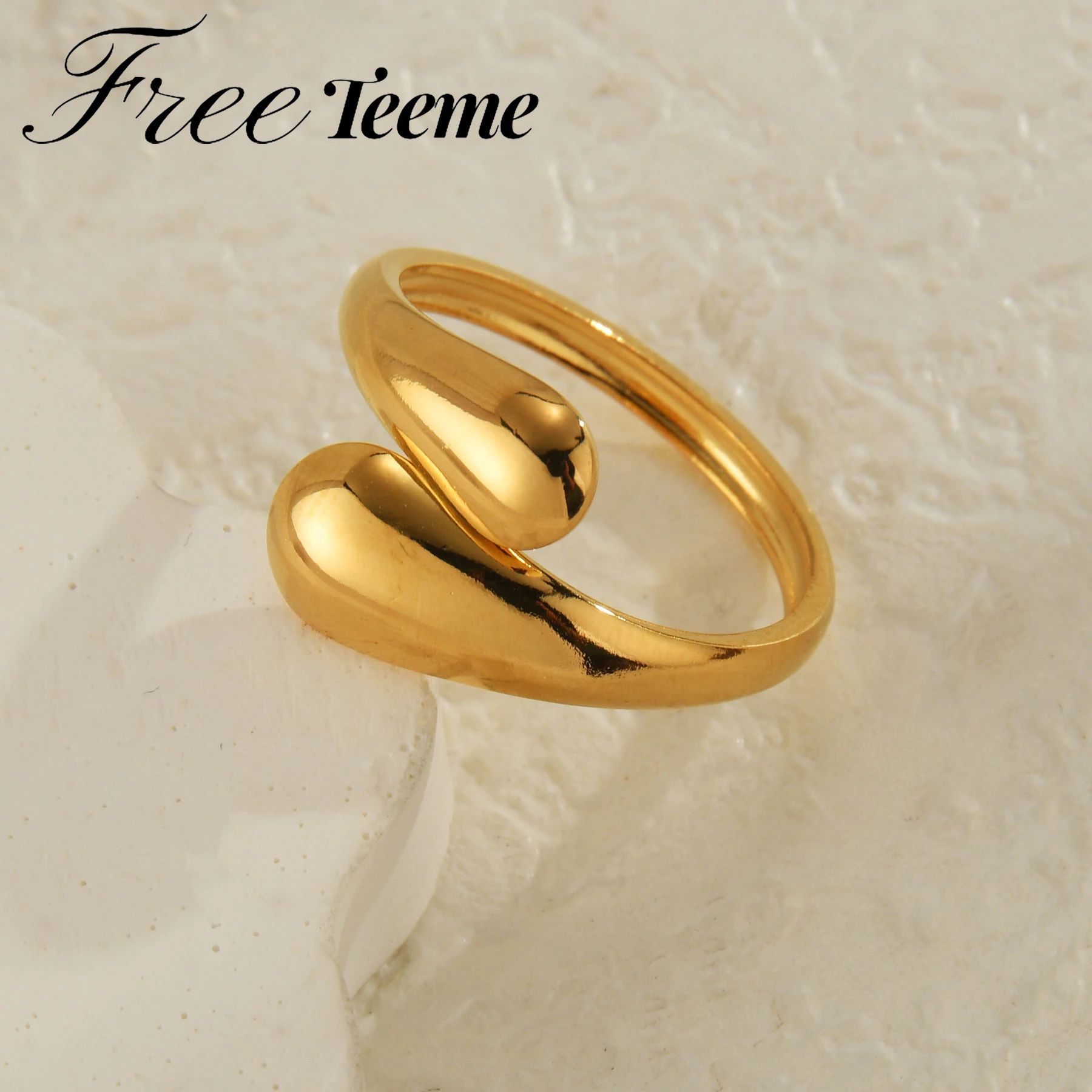 Freeteeme 18-каратное золотого цвета гладкое кольцо из нержавеющей стали для женщин