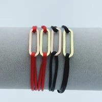 ribbon adjustable size rope chain bracelet bangle rose gold stainless steel oval frame bracelet for women men charm bracelet