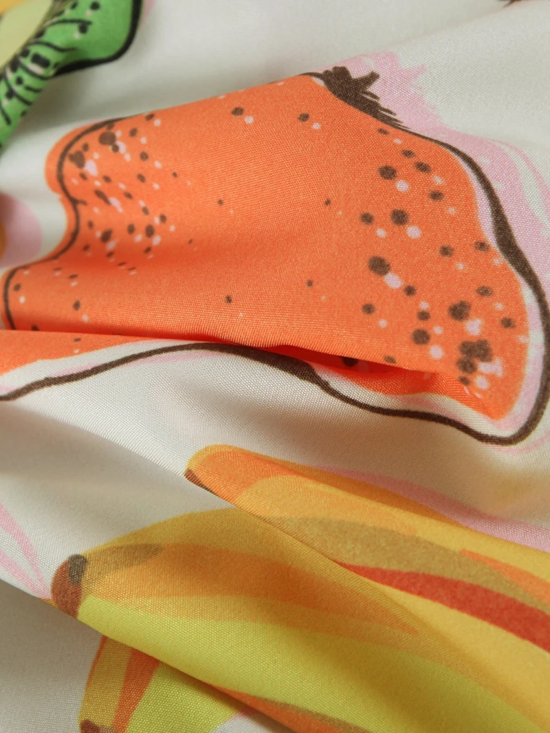 Летняя юбка миди с высокой талией и принтом фруктов Женская трапециевидная