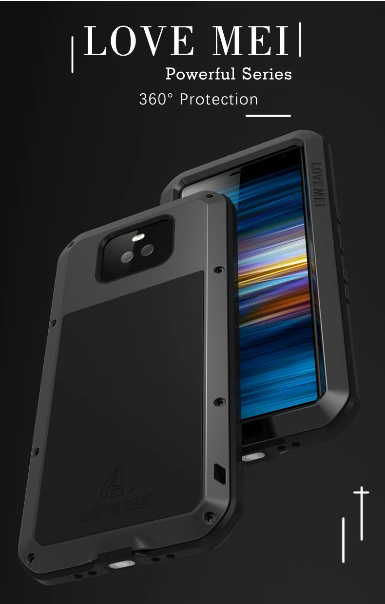 

New Arrival Full Body Protector 3Proof Metal Armor Case For Sony Xperia 10 Xperia 10 Plus+Powerful Glass Shockproo Rugged Cover