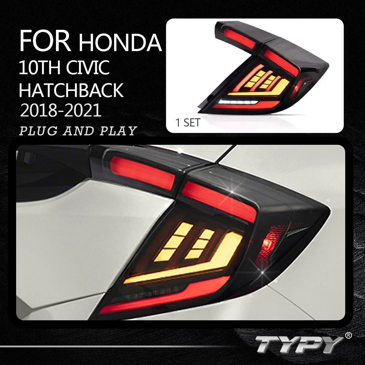 

Новинка, задний фонарь для автомобиля, задний фонарь, задний фонарь для Honda Civic Hatchback 2018 - 2021