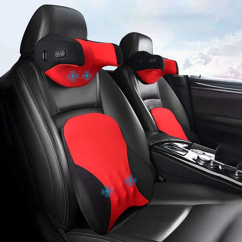 

Car Electric Massager Pillow, Seat Back Support Headrest Simulation Human Massage for Travel Home Office