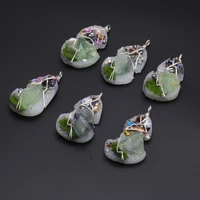 wholesale natural stone resin pearl winding silver wire pendant for jewelry makingdiy necklace earring accessories charm gift6pc