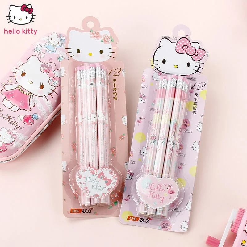 

Hello Kitty Elementary School Children HB Pencil Set with Eraser Exam Drawing Pencil School Supplies