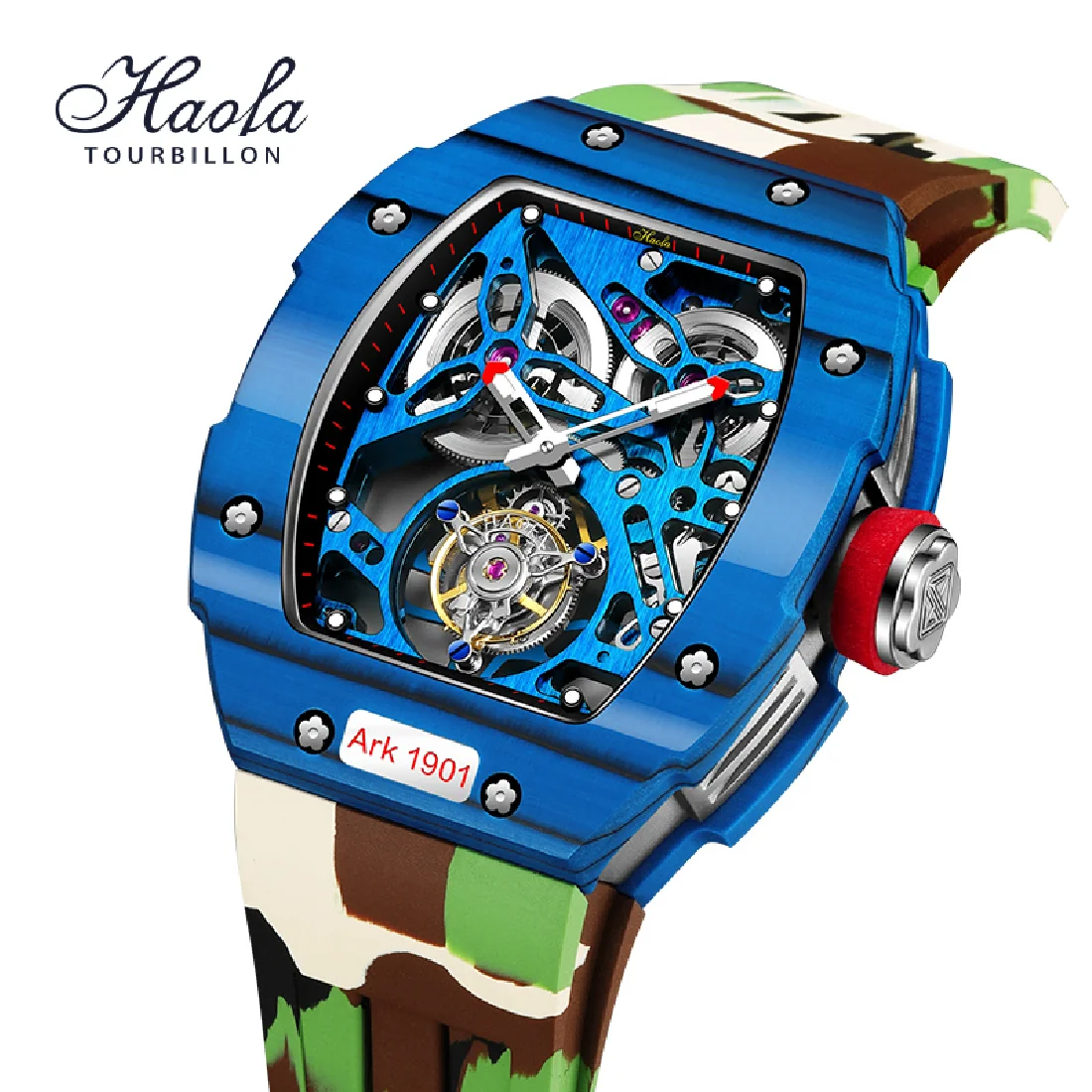 

Haofa Men's Luxury Skeleton Tourbillon Mechanical Wristwatches Carbon Fiber Sapphire Fashion Watch For Men montres m��caniques