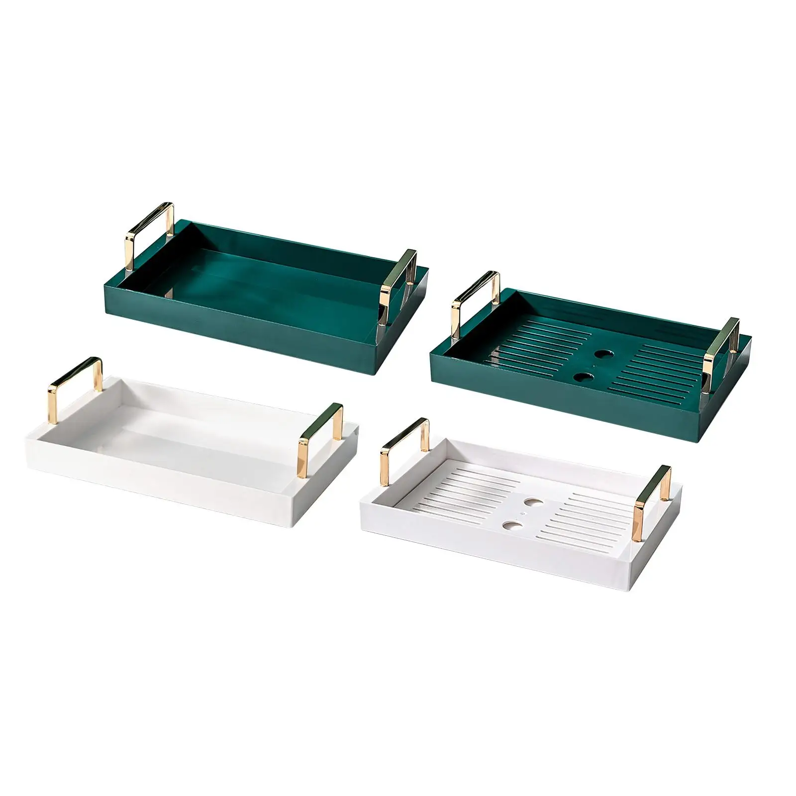 

Serving Tray Display Stand Non Slip Decorative storage Rack Rectangle Durable with Handles Cup Drying Rack for Countertop