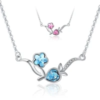 silver necklace korean version of the sleeve pendant collarbone chain crystal plum blossom sleeve female