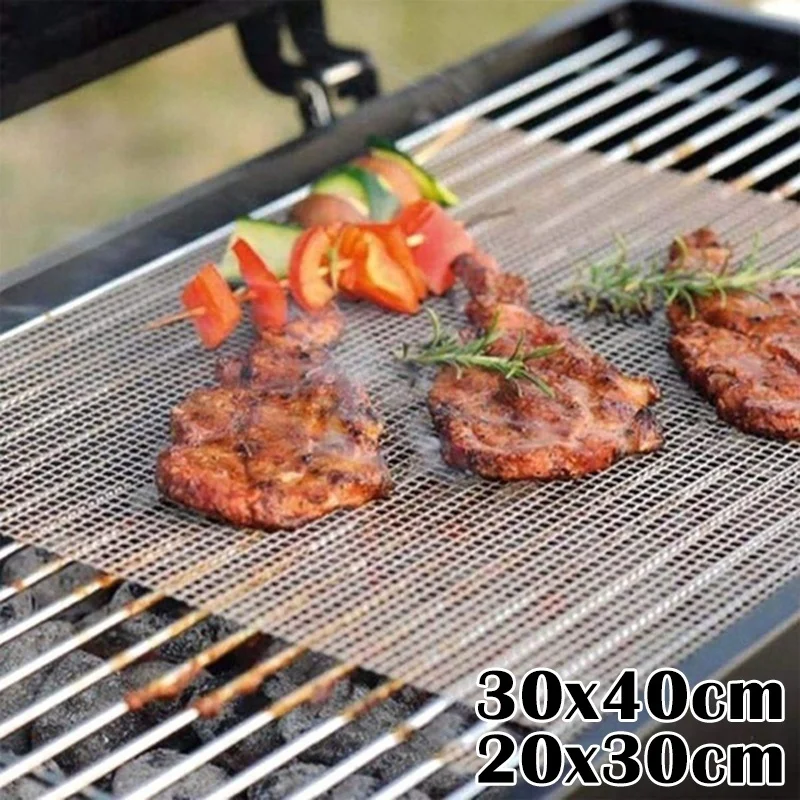 

30x40CM Non-Stick Grid Shape BBQ Mat Cooking Grilling Sheet Liner Fish Vegetable Smoker Mats Outdoor Baking Kitchen Accessories