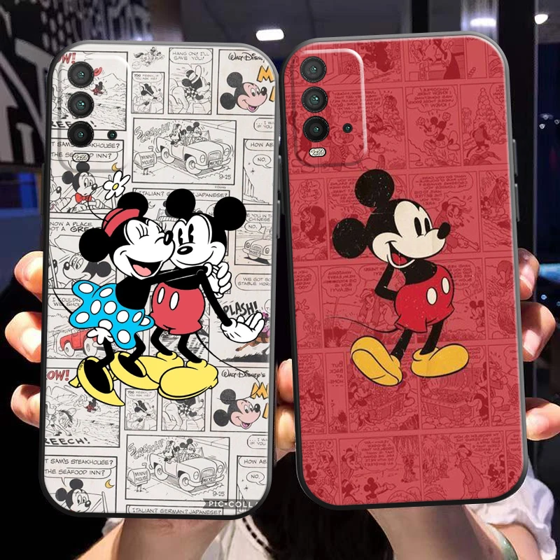 

Cartoon Duck Mickey Minnie Mouse For Xiaomi Redmi Note 10 9 5G 10S 10T 9S 9T Phone Case Redmi 10 9 9T 9A 9C Carcasa Soft Black
