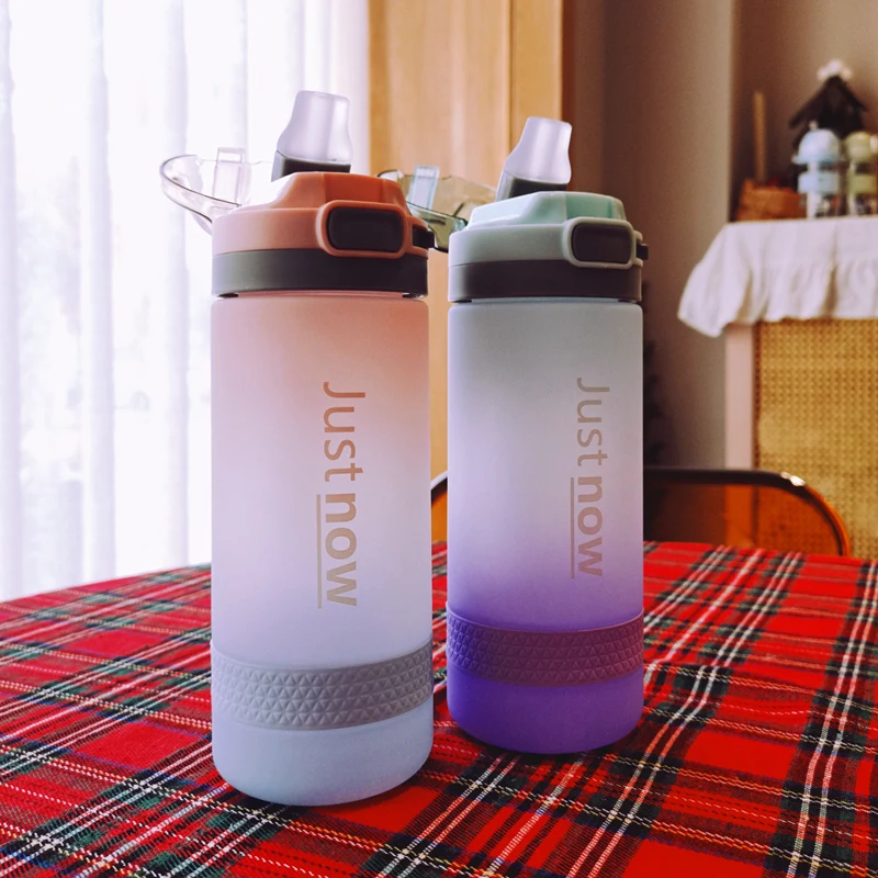 

500ml/600ml New Fashion Water Bottle With Straw Eco-Friendly BPA Free Portable Outdoor Sport Cute Drinking Plastic Bottles