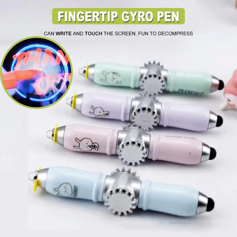 

2 In 1 Creative Invisible Glow Fidget Spinner Pen Magic Fingertip LED Rotating Touch Screen Fingertip Pen Stress Relief Toys