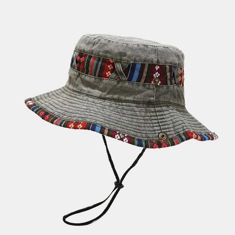 

Cotton National Wind Solid Color Bucket Hat Fashion Joker Outdoor Travel Sun Cap For Men And Women 15