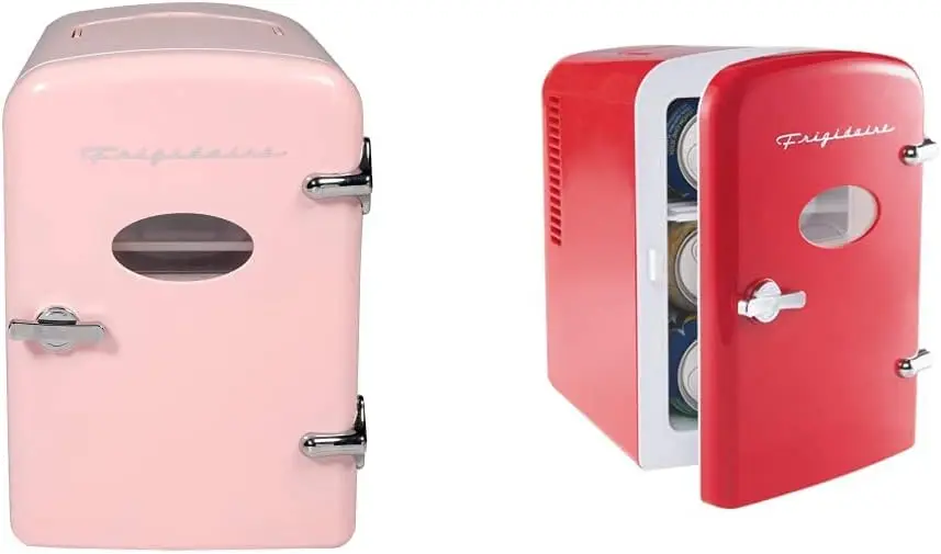 Portable Mini Fridge-Retro Extra Large 9-Can Travel Compact Refrigerator, Pink & EFMIS129-RED Mini Portable Compact Personal